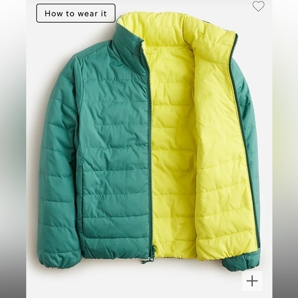 J. Crew KID by crewcuts reversible puffer coat BS610 M 8 9 - Picture 5 of 9